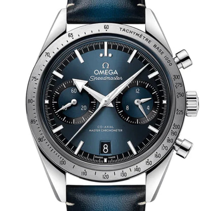 Ω OMEGA  Speedmaster 57 Cuir Bleu